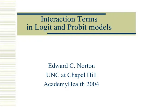 Interaction Terms in Logit and Probit models