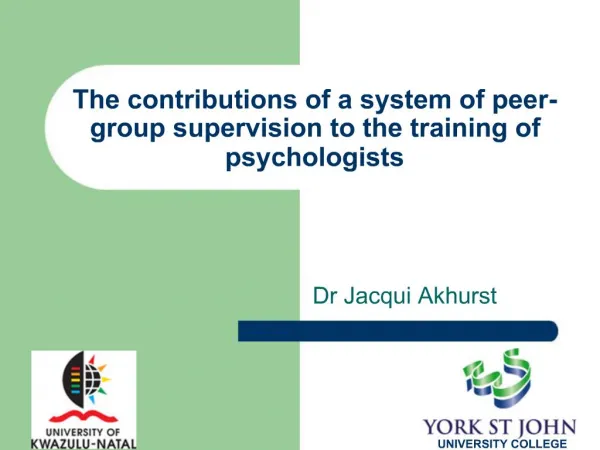 The contributions of a system of peer-group supervision to the training of psychologists