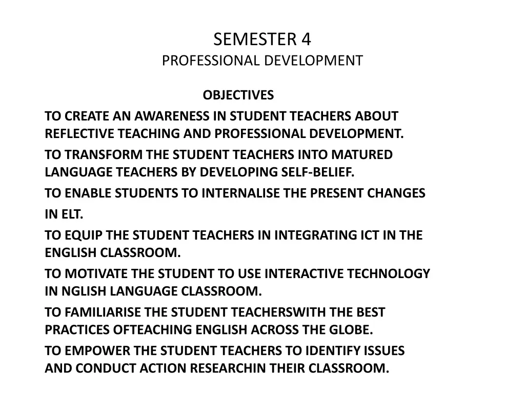 semester 4 professional development