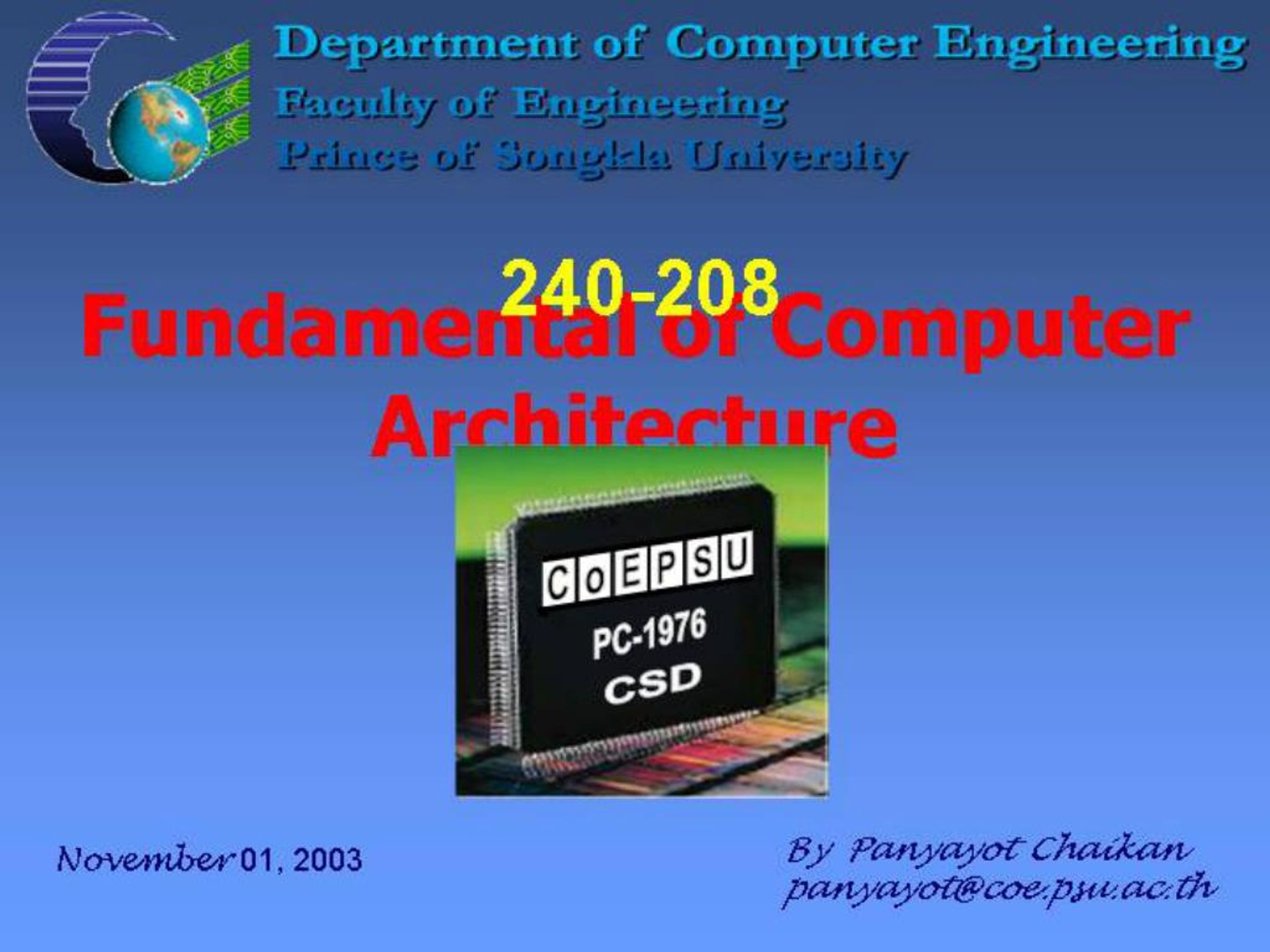 PPT - 240-208 Fundamental of Computer Architecture PowerPoint ...