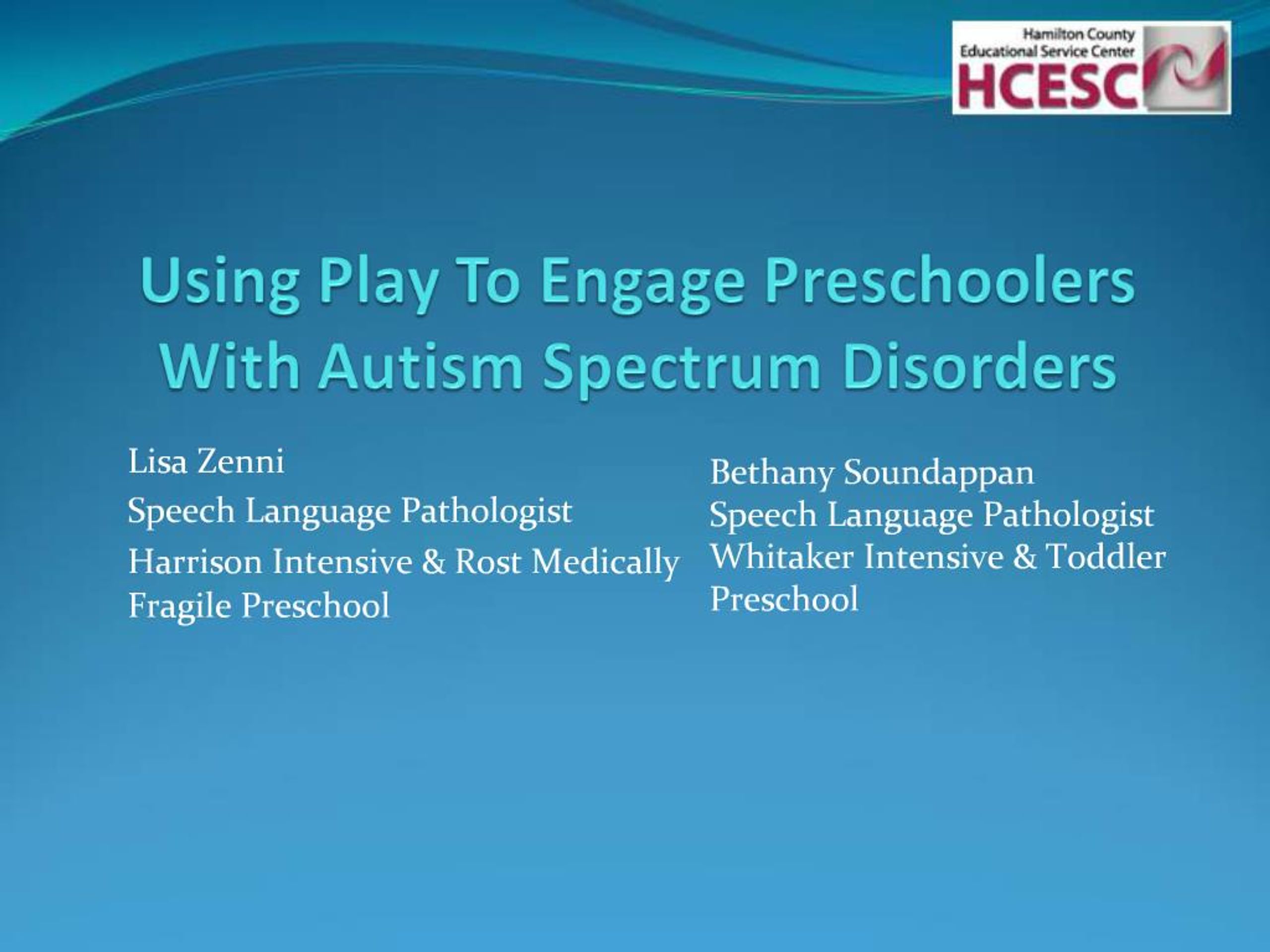 PPT - Using Play To Engage Preschoolers With Autism Spectrum Disorders ...