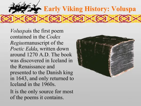 Early Viking History: Voluspa