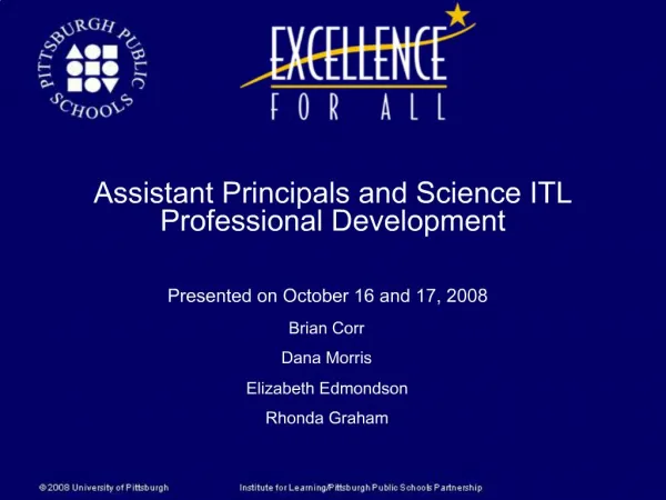 Assistant Principals and Science ITL Professional Development