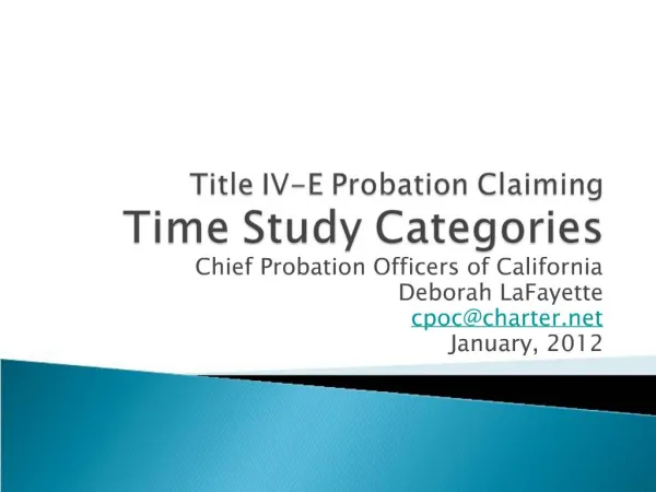 Title IV-E Probation Claiming Time Study Categories