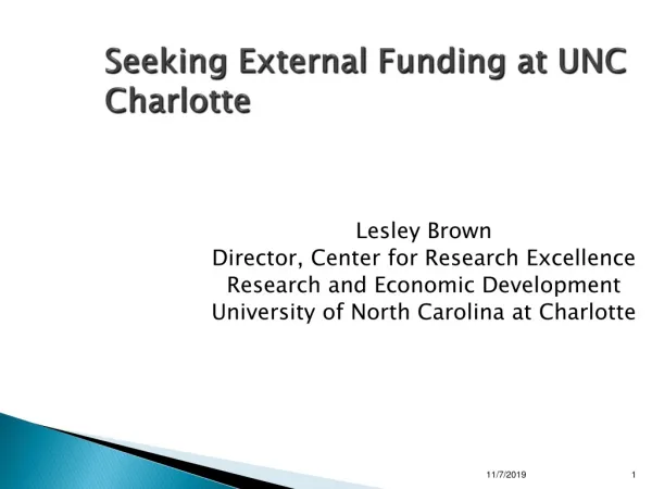 Seeking External Funding at UNC Charlotte