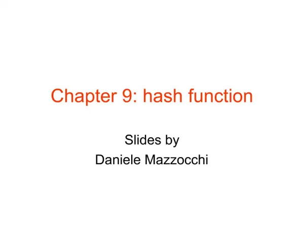 Chapter 9: hash function