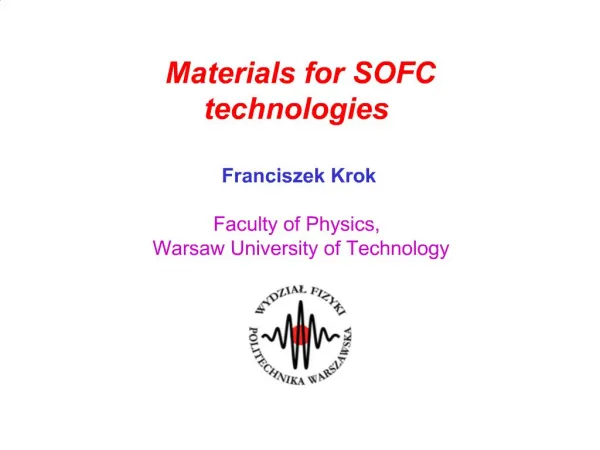 Materials for SOFC technologies