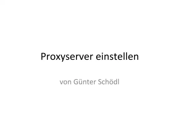 Proxyserver einstellen