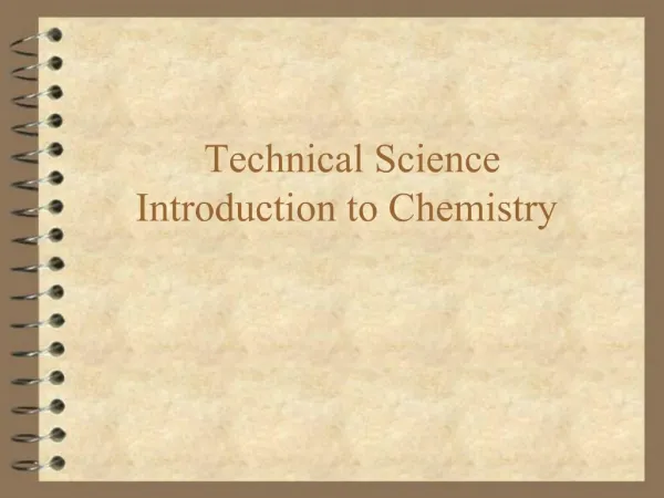 Technical Science Introduction to Chemistry