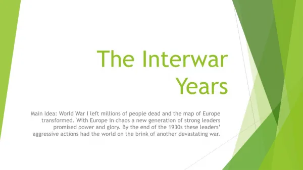 The Interwar Years