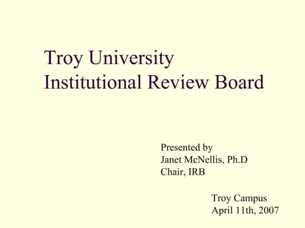 Troy University Institutional Review Board