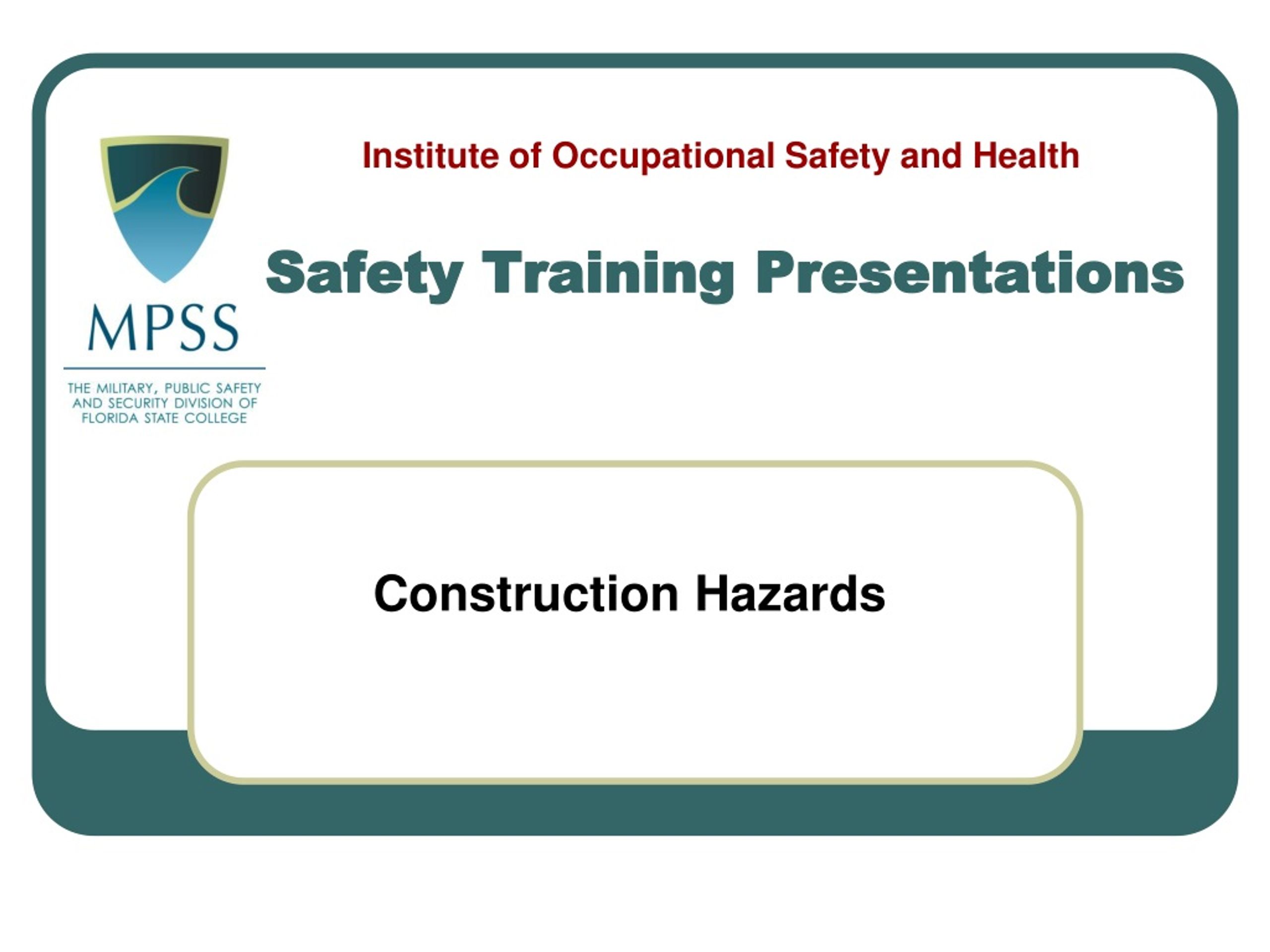 PPT - Safety Training Presentations PowerPoint Presentation, free ...