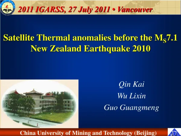 Satellite Thermal anomalies before the M S 7.1 New Zealand Earthquake 2010