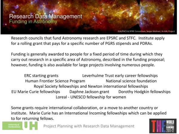 Research Data Management Funding in Astronomy