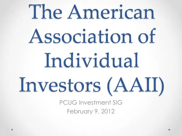 The American Association of Individual Investors AAII