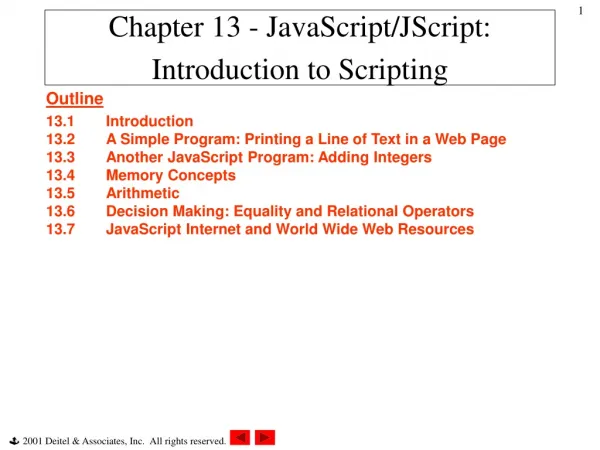 Chapter 13 - JavaScript/JScript: Introduction to Scripting