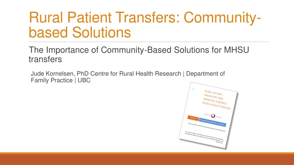 rural patient transfers community based solutions