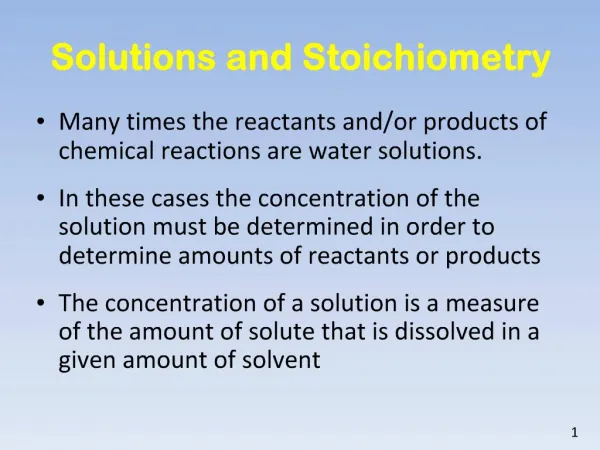 Solutions and Stoichiometry