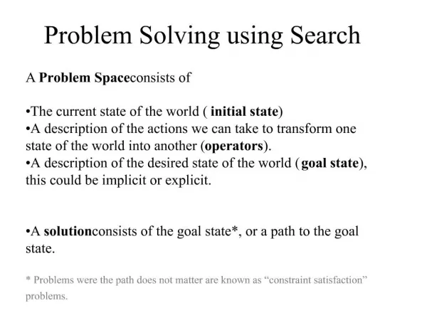 Problem Solving using Search