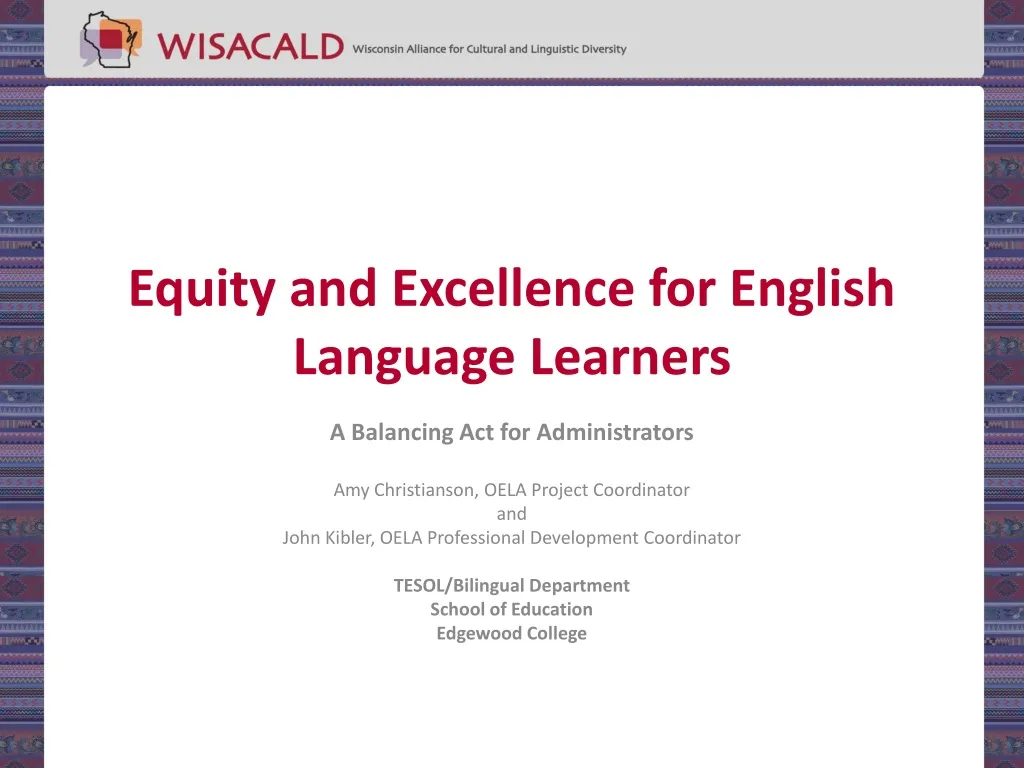 equity and excellence for english language learners
