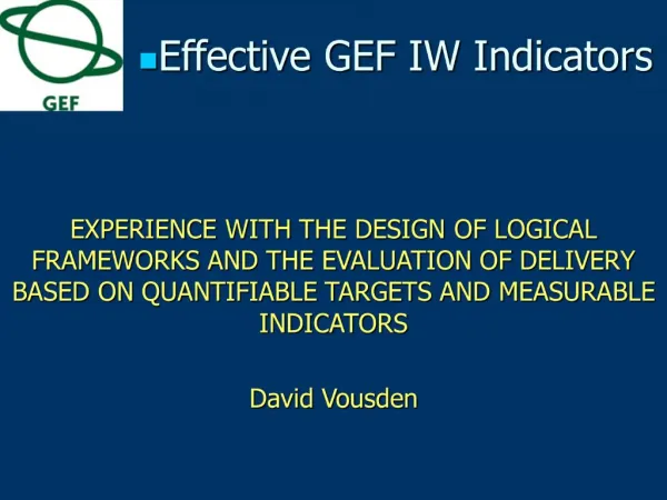 Effective GEF IW Indicators