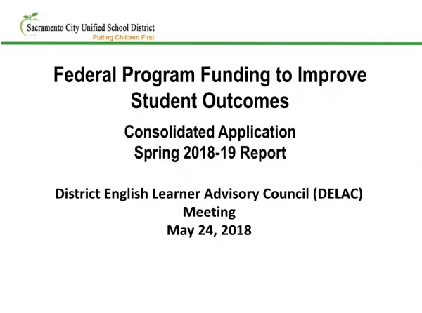 Federal Program Funding to Improve Student Outcomes
