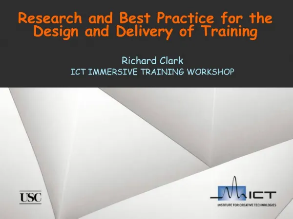 Research and Best Practice for the Design and Delivery of Training