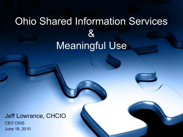 Ohio Shared Information Services Meaningful Use