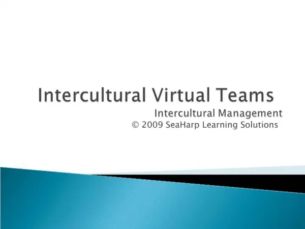 Intercultural Virtual Teams Intercultural Management