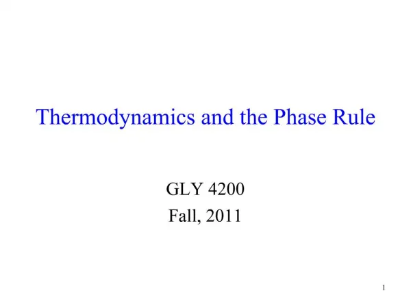 Thermodynamics and the Phase Rule