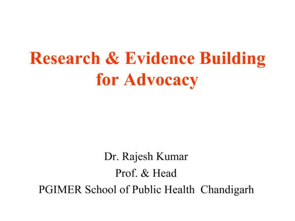 Research Evidence Building for Advocacy
