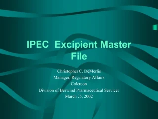 IPEC Excipient Master File - slide 1