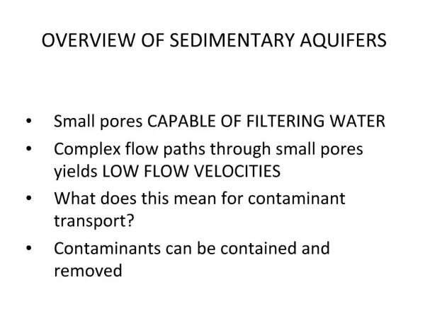 OVERVIEW OF SEDIMENTARY AQUIFERS