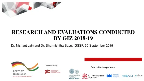 RESEARCH AND EVALUATIONS CONDUCTED BY GIZ 2018-19