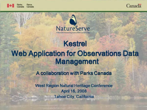 Kestrel Web Application for Observations Data Management