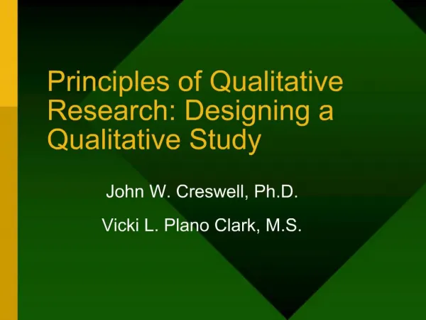 Principles of Qualitative Research: Designing a Qualitative Study