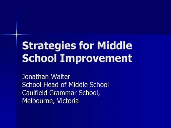 Strategies for Middle School Improvement