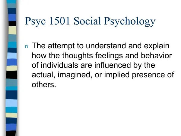 Psyc 1501 Social Psychology