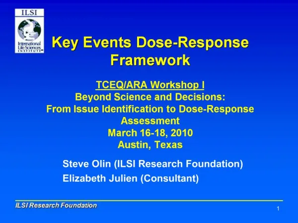 Key Events Dose-Response Framework TCEQ