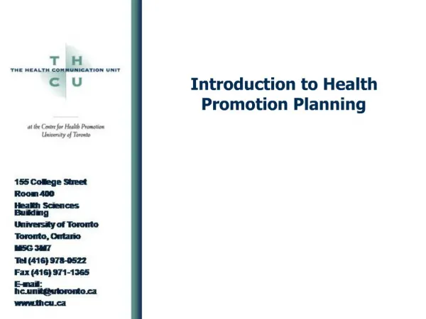 Introduction to Health Promotion Planning