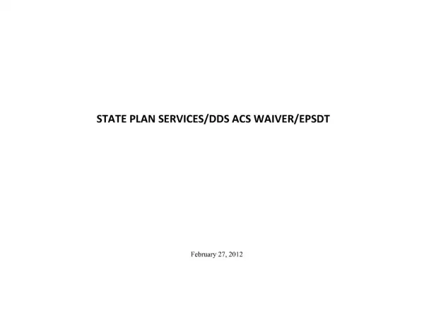 STATE PLAN SERVICES