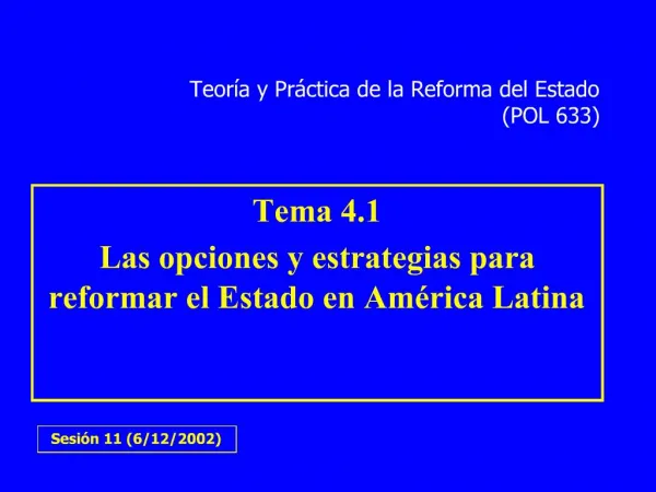 Teor a y Pr ctica de la Reforma del Estado POL 633