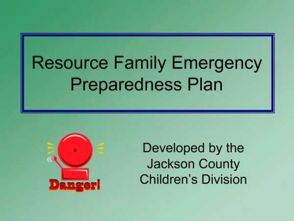 Resource Family Emergency Preparedness Plan