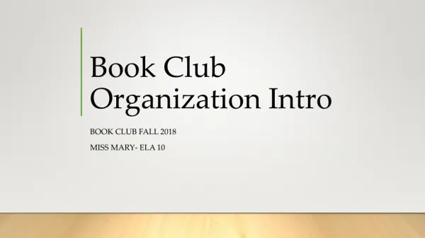 Book Club Organization Intro