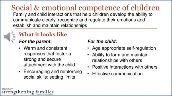 Social &amp; emotional competence of children