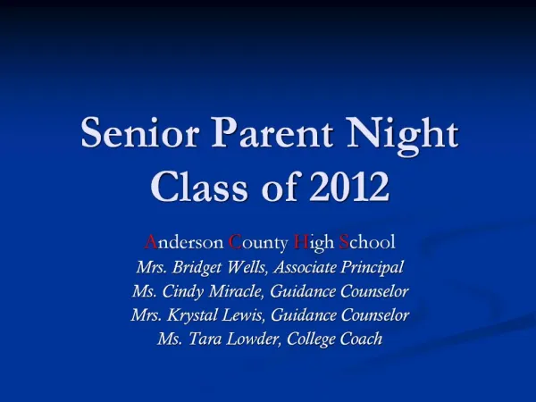 Senior Parent Night Class of 2012