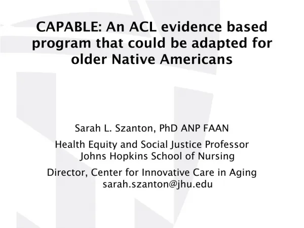 CAPABLE: An ACL evidence based program that could be adapted for older Native Americans