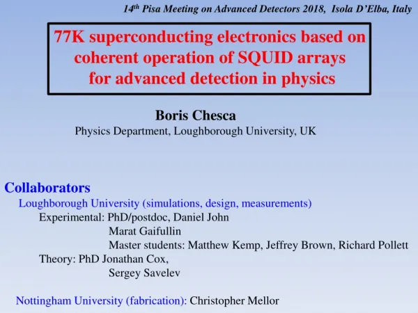 77K superconducting electronics based on coherent operation of SQUID arrays