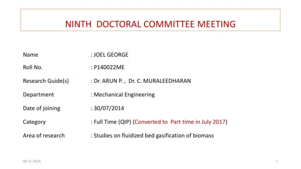 NINTH DOCTORAL COMMITTEE MEETING