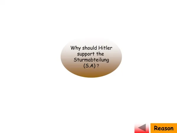Why should Hitler support the Sturmabteilung (S.A) ?